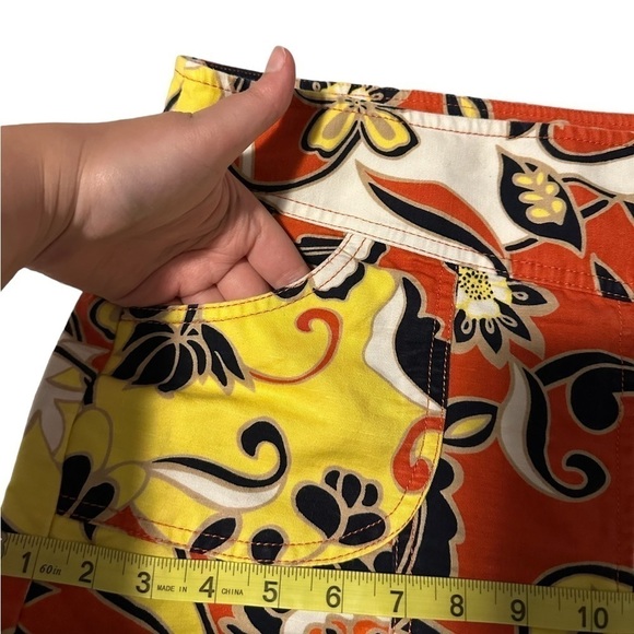 *CLEARANCE* Ann Taylor retro print yellow red linen blend pencil skirt size 8 - Picture 3 of 9